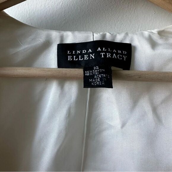 Vintage Ellen Tracy White Open Front Blazer Size 14 corpcore hipster 1980s chic - Picture 3 of 3